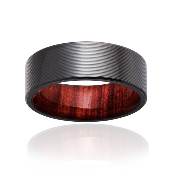 8mm Black Textured Wesley Ring