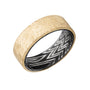 Kobelli Coarse Brush Finish 14K Yellow Gold with Exotic Zebra Patterned Damascus Steel Sleeve