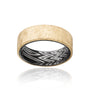 Kobelli Coarse Brush Finish 14K Yellow Gold with Exotic Zebra Patterned Damascus Steel Sleeve