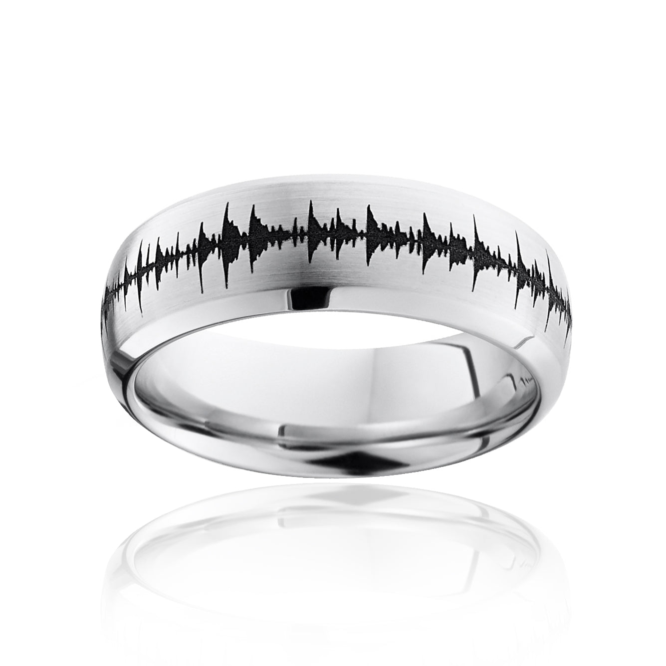 Kobelli Cobalt Chrome 8mm Domed Band with Beveled Edges and Laser Carved Wave