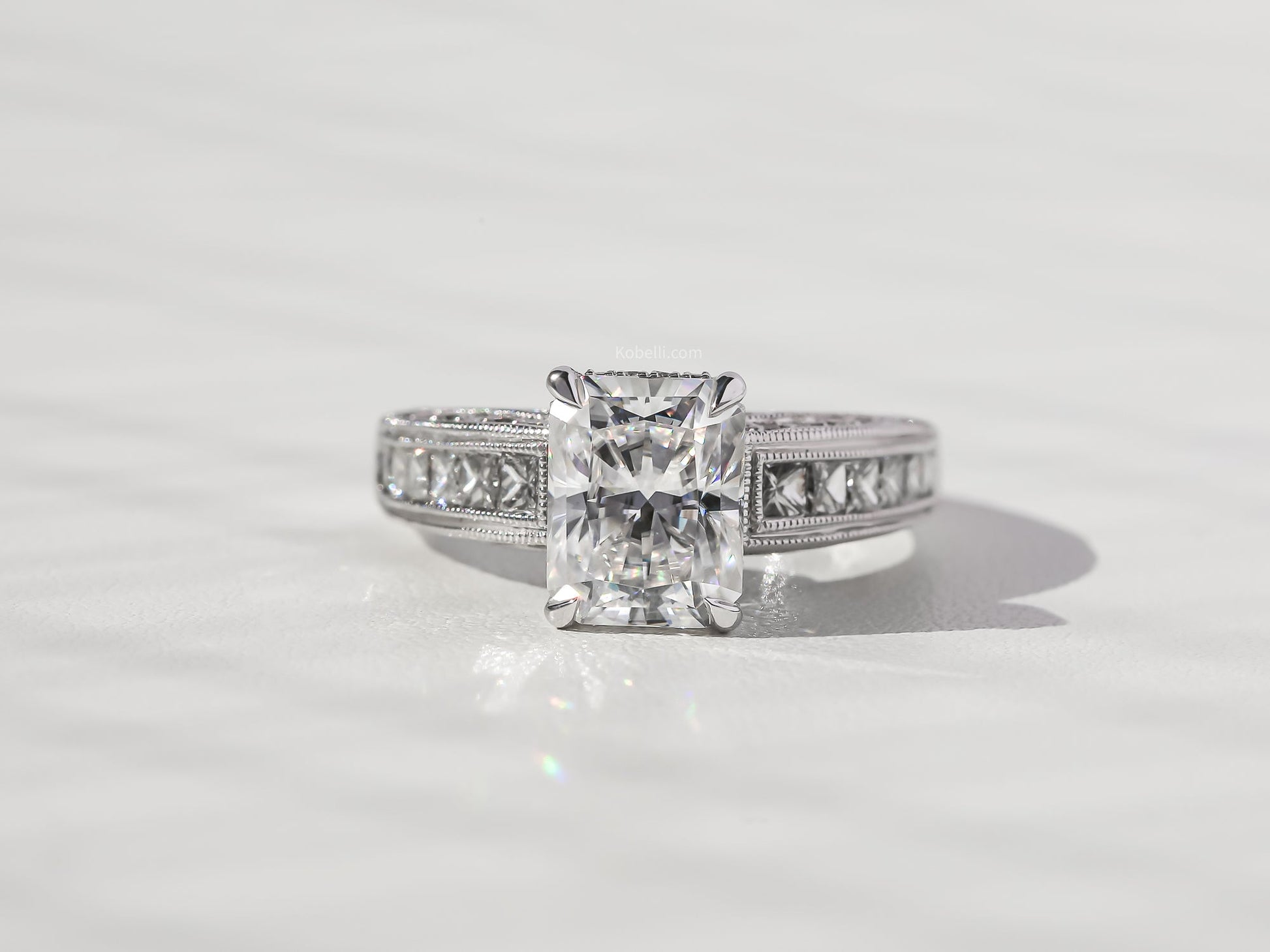 Kobelli Radiant Moissanite & Diamond Ring
