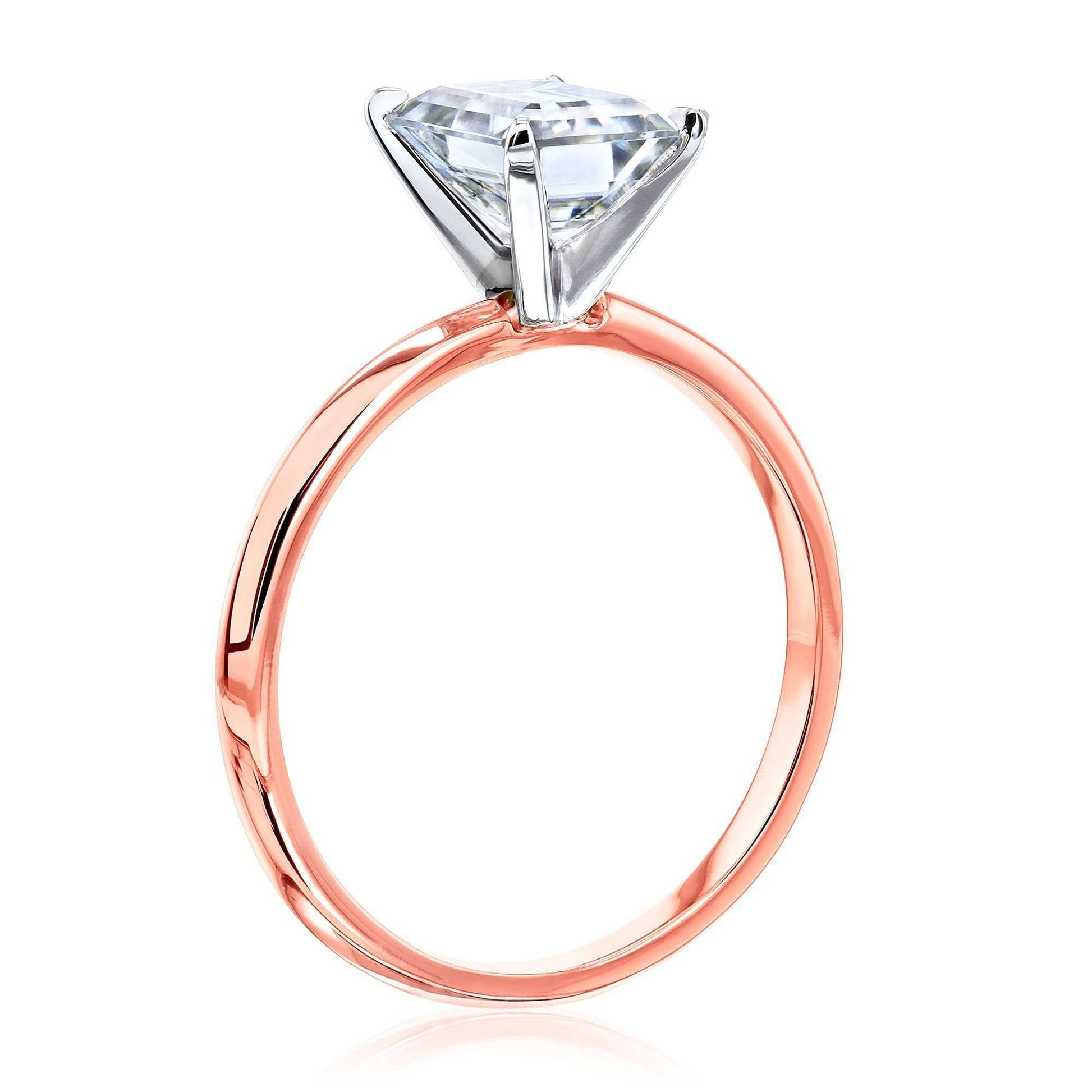 Solitaire Emerald Saber Ring - 1.75 Carat Moissanite in Rose Gold