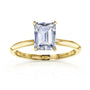 Solitaire Emerald Saber Ring - 1.75 Carat Moissanite in Yellow Gold