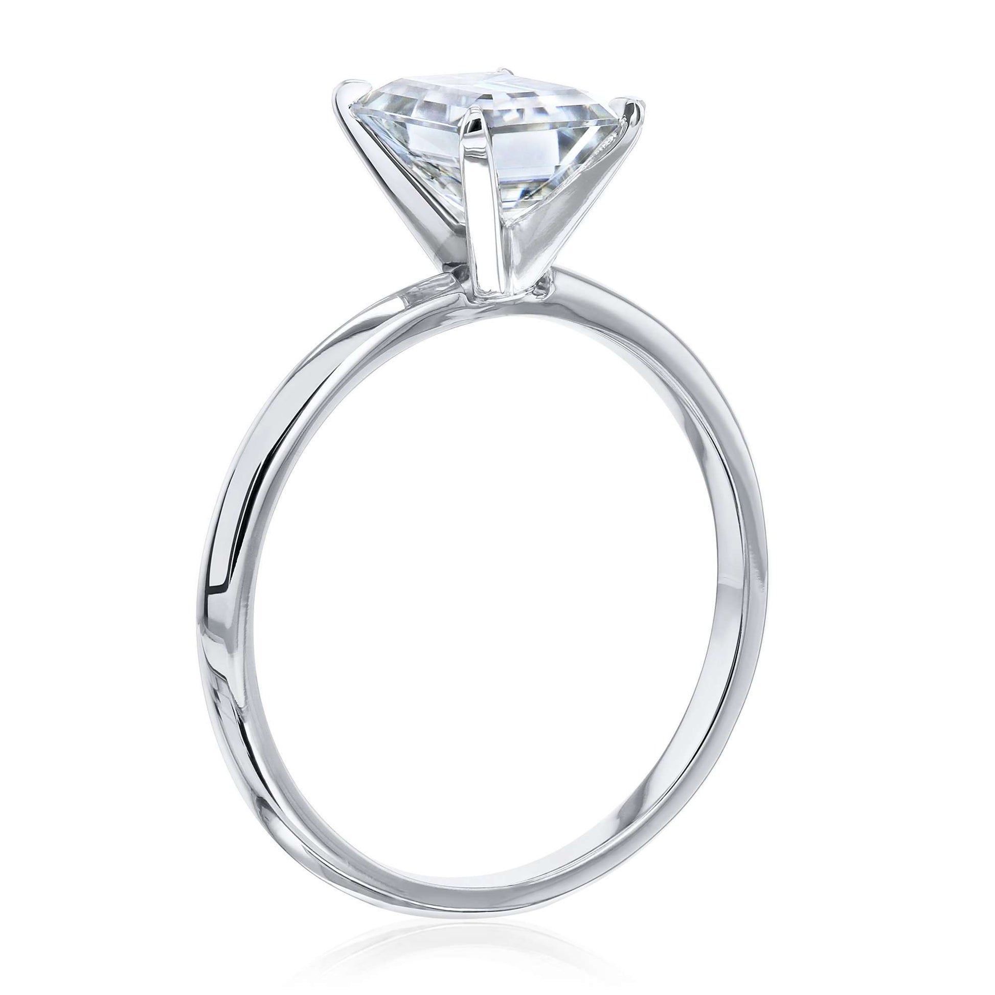 Solitaire Emerald Saber Ring - 1.75 Carat Moissanite in White Gold