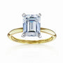 Solitaire Emerald Saber Ring - 2.5 Carat Stone in Yellow Gold