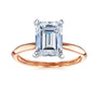 Solitaire Emerald Saber Ring - 3 Carat Stone in Rose Gold