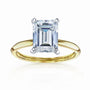 Solitaire Emerald Saber Ring - 3 Carat Stone in Yellow Gold