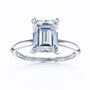 Solitaire Emerald Saber Ring - 3 Carat Stone in White Gold