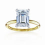 Solitaire Emerald Saber Ring - 4 Carat Stone in Yellow Gold