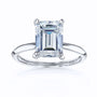 Solitaire Emerald Saber Ring - 4 Carat Stone in White Gold