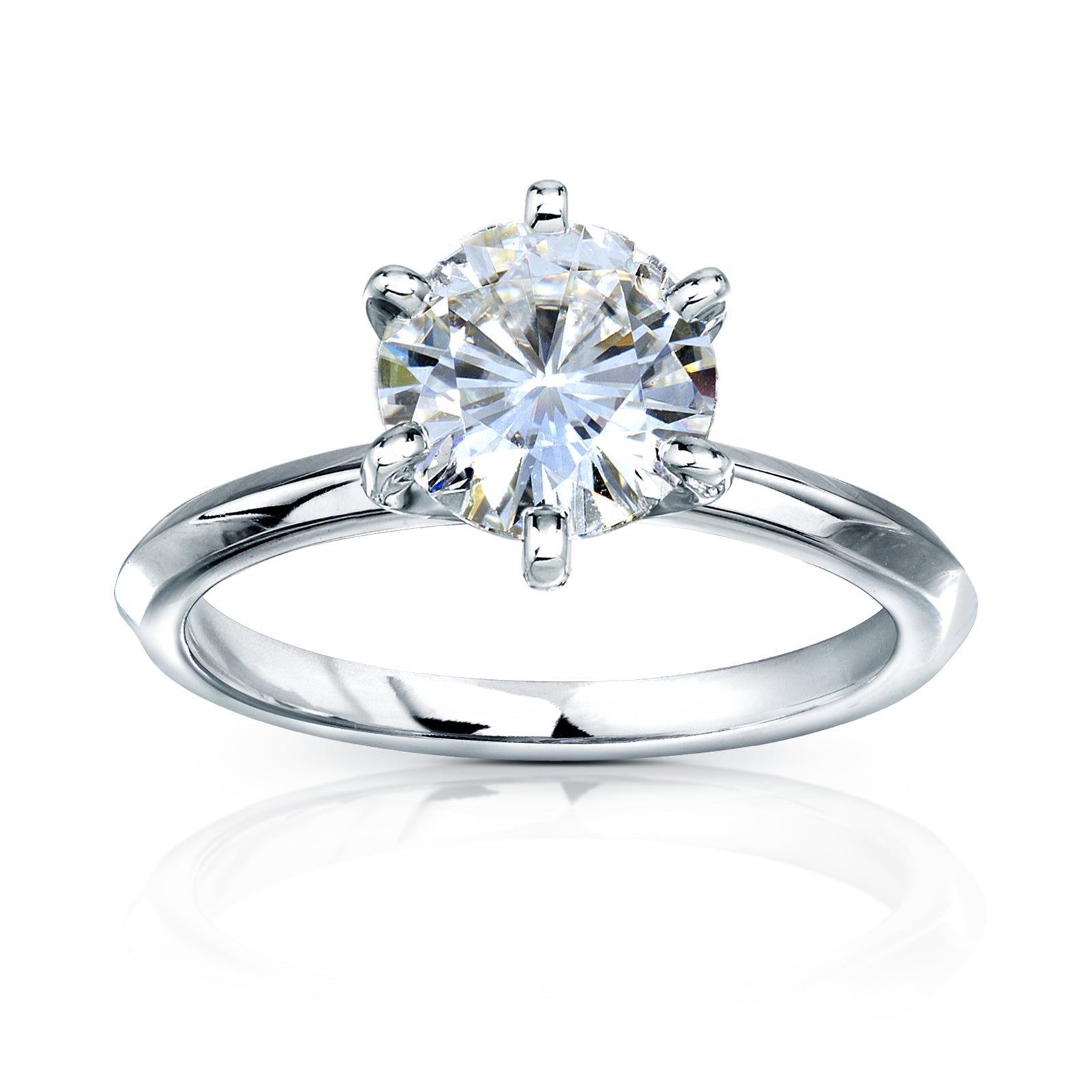 Kobelli 6-Prong Solitaire Classic Engagement Ring - 2 Carat Center in White Gold