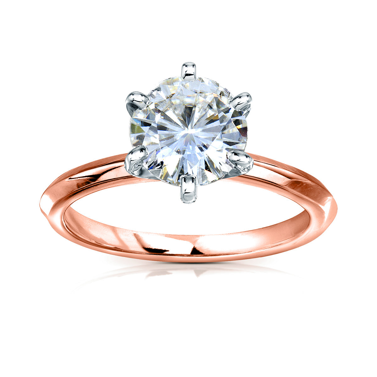 Kobelli 6-Prong Solitaire Classic Engagement Ring - 2 Carat Center in Rose Gold