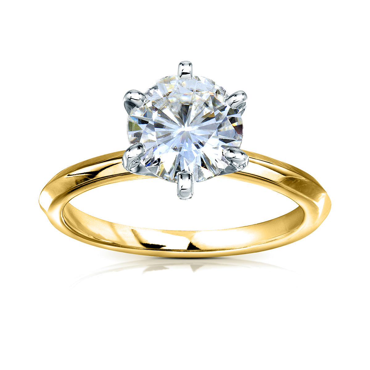 Kobelli 6-Prong Solitaire Classic Engagement Ring - 2 Carat Center in Yellow Gold