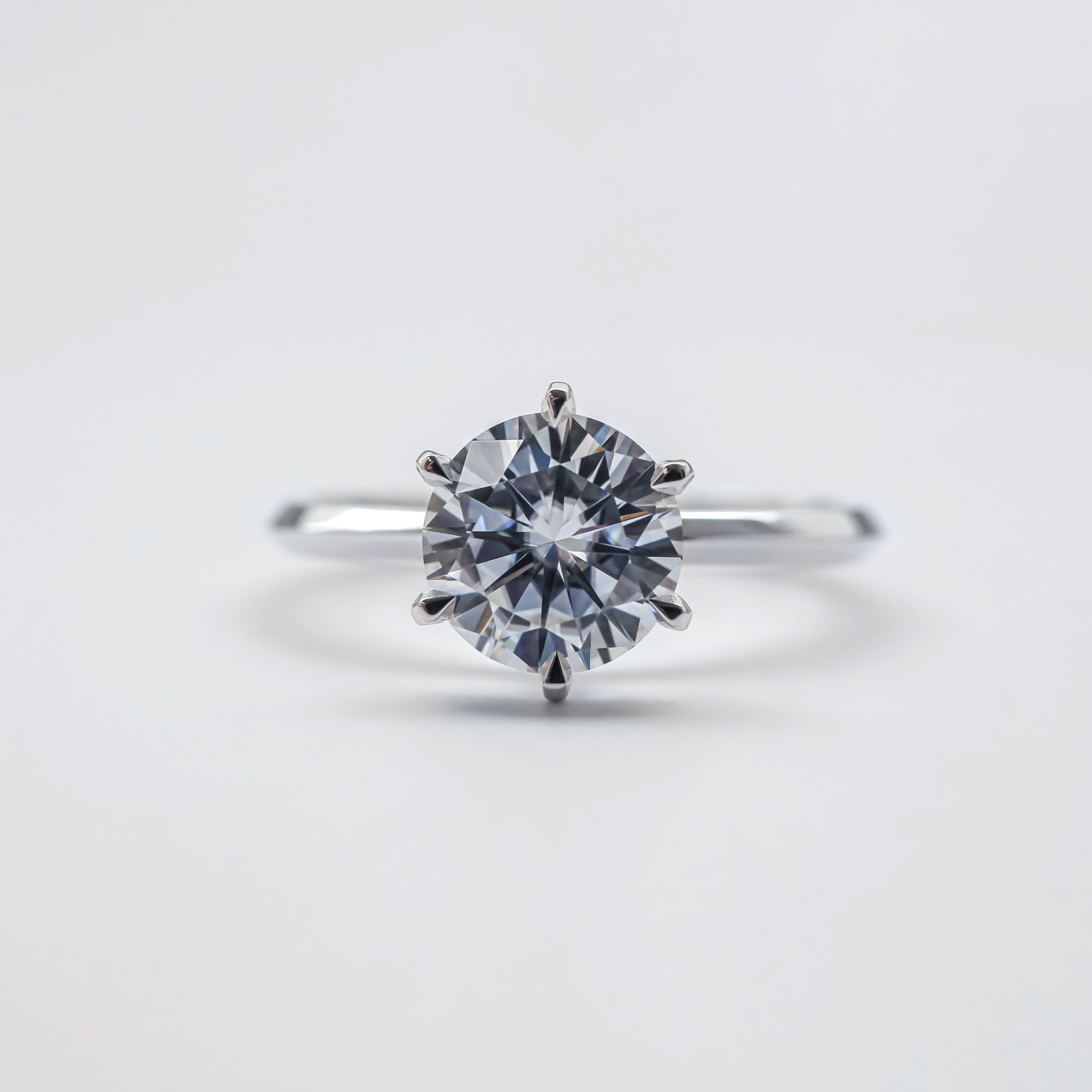 Kobelli 6-Prong Solitaire Classic Engagement Ring - 2 Carat Center in White Gold