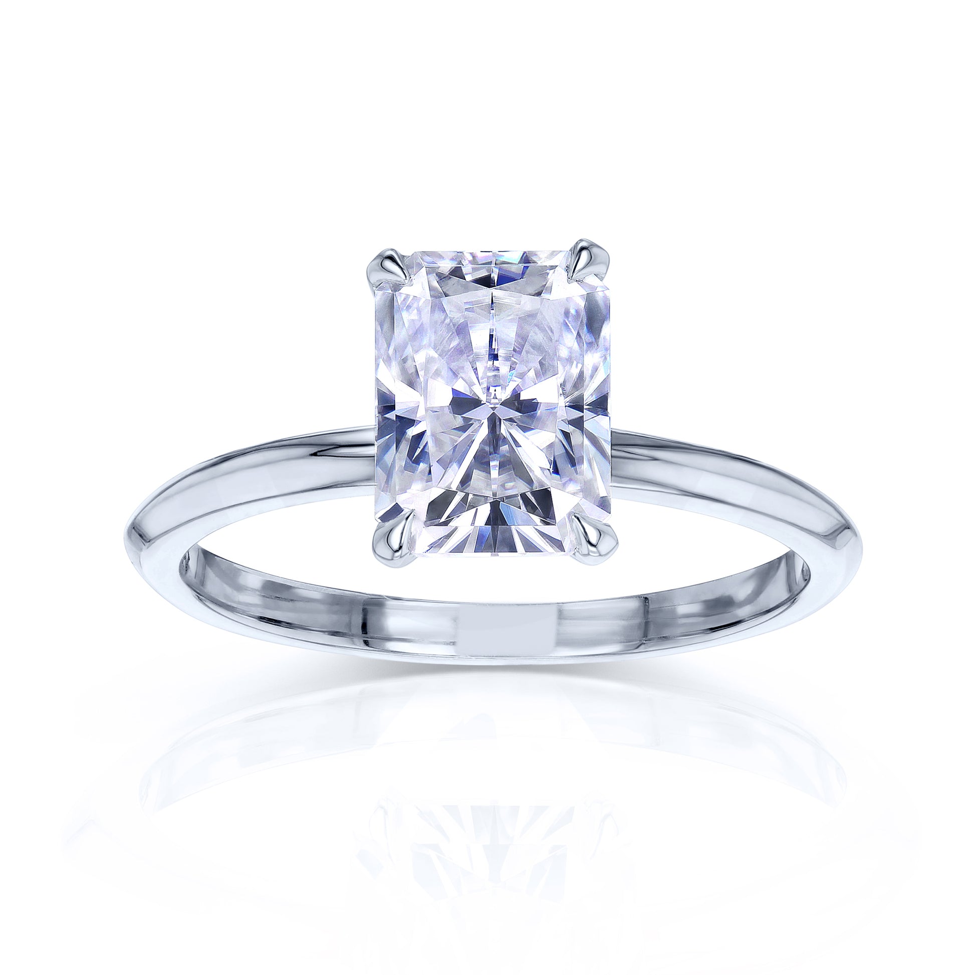 1.75 Carat Moissanite Radiant Knife Edge Saber Ring in White Gold