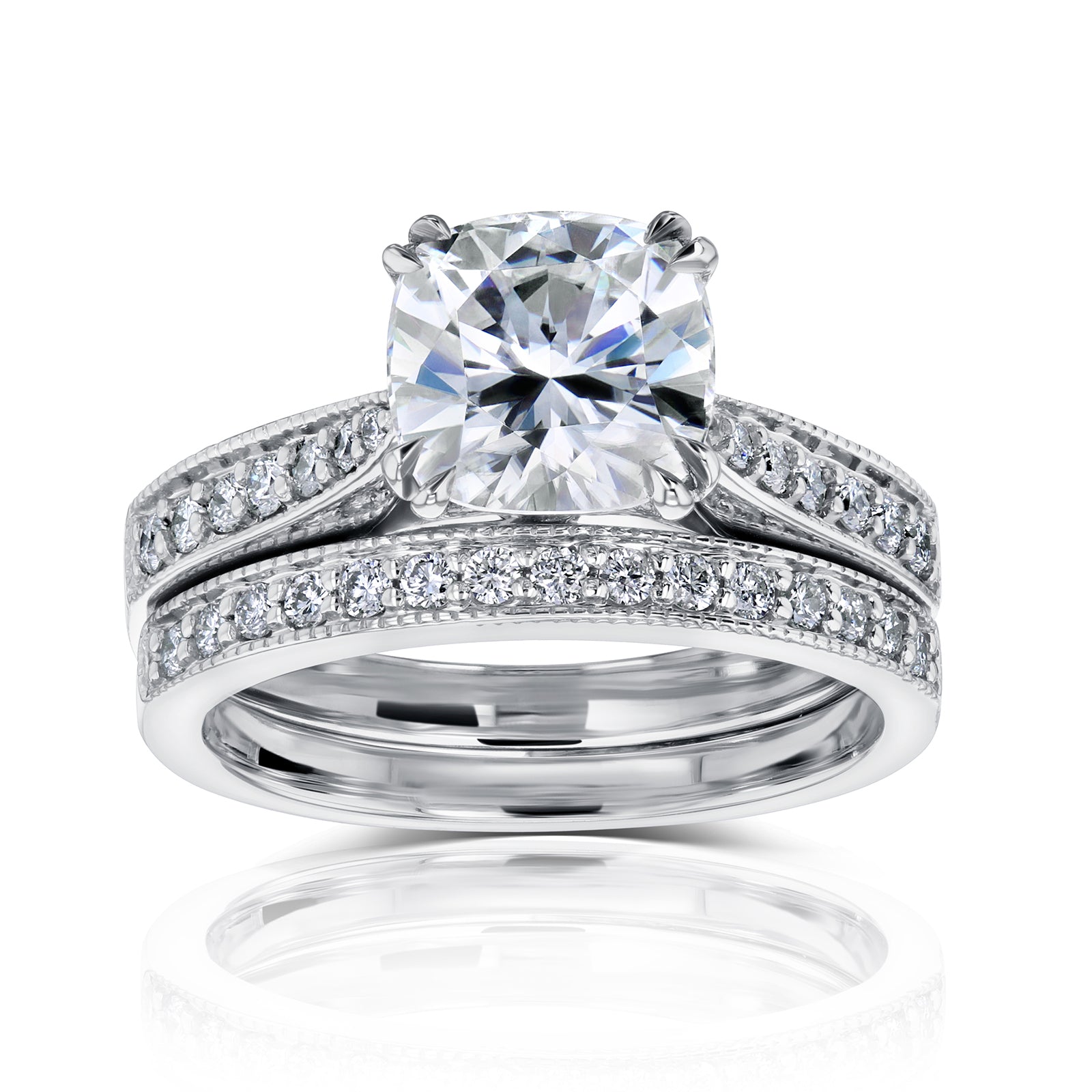 1.4 or 2.3 Carat Moissanite Cushion Sophie Bridal Set