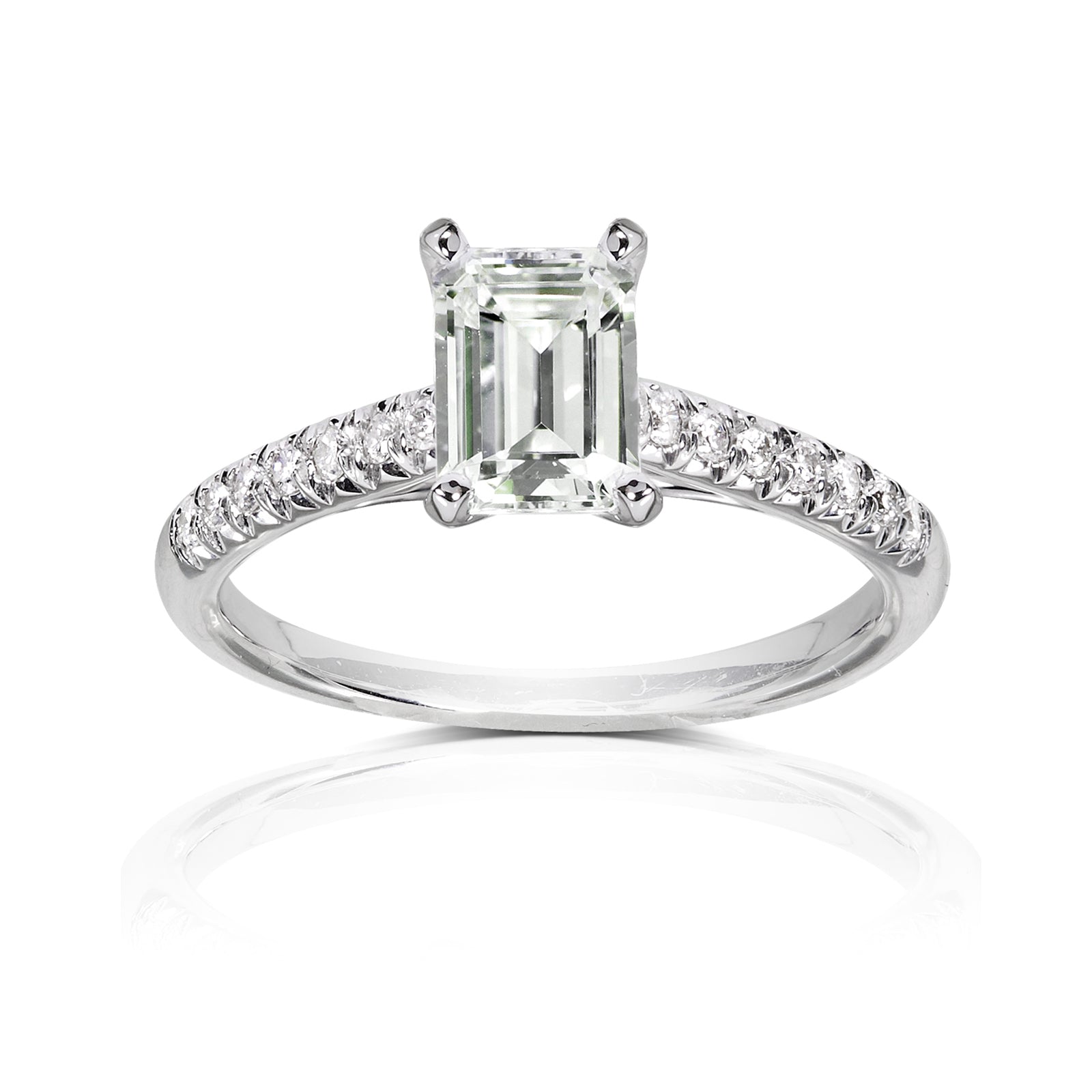 1.2 Carat Moissanite French Pavé Emerald Ring