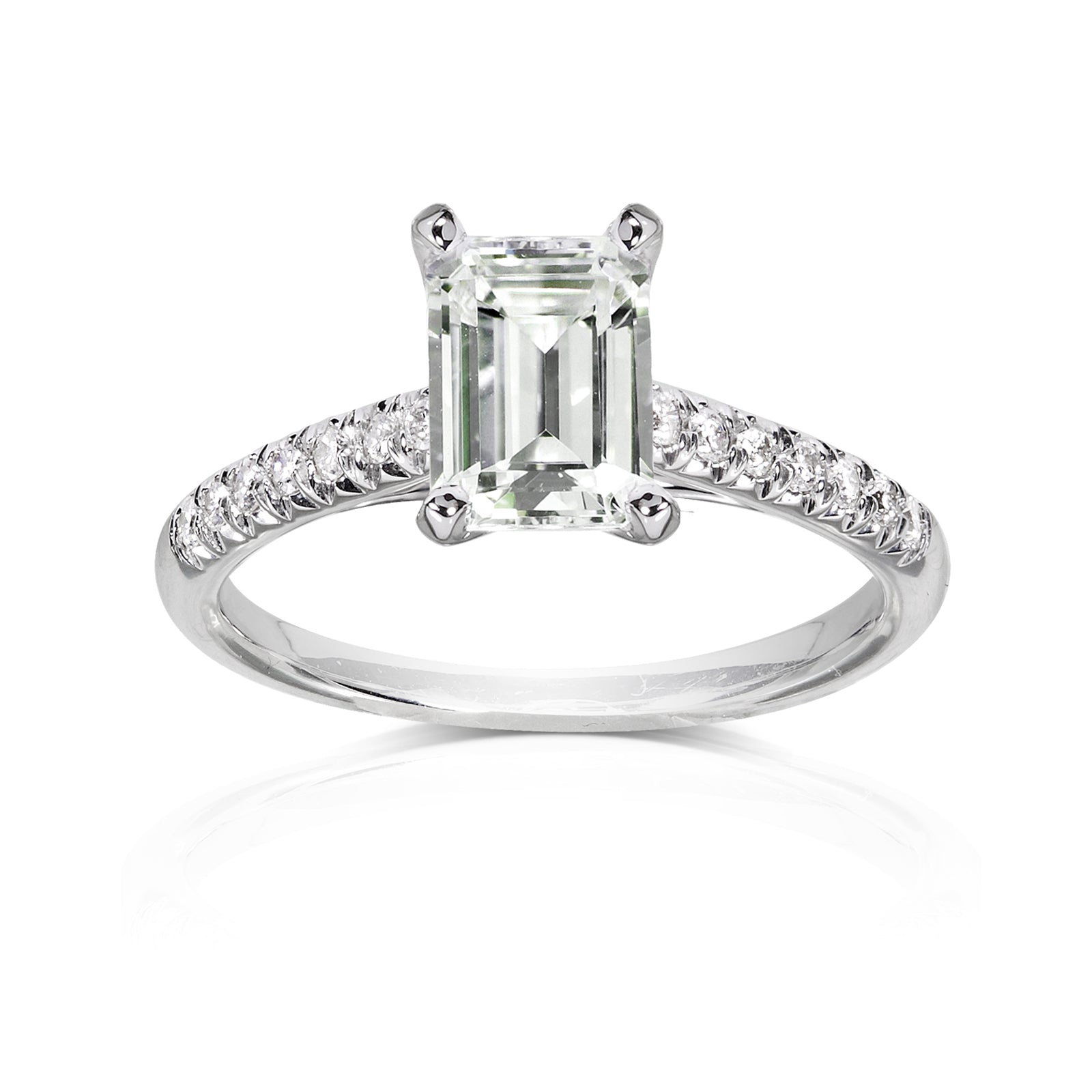 1.9 Carat Moissanite French Pavé Emerald Ring