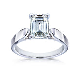 Emerald-Cut Moissanite Simple Solitaire Engagement Ring