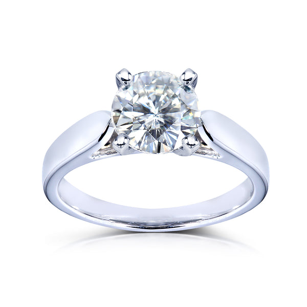 Round Moissanite Solitaire Engagement Ring 1 1/2 CTW 14k White Gold