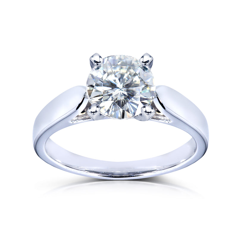 Round Moissanite Solitaire Engagement Ring 1 1/2 CTW 14k White Gold