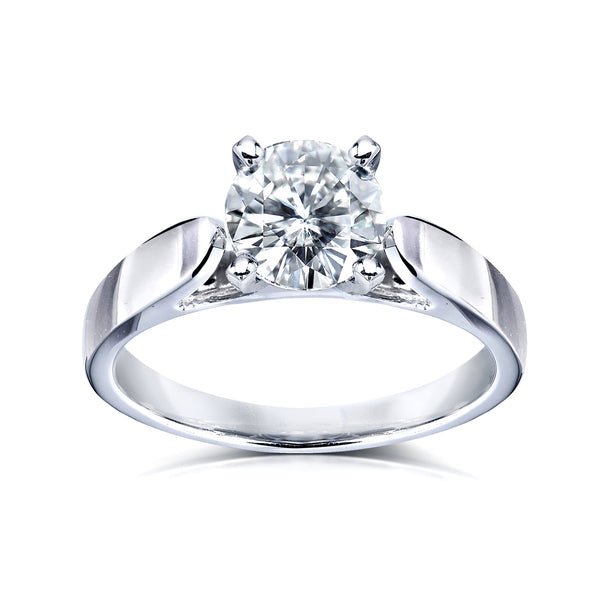 Round Moissanite Solitaire Engagement Ring 1 Carat 14k White Gold