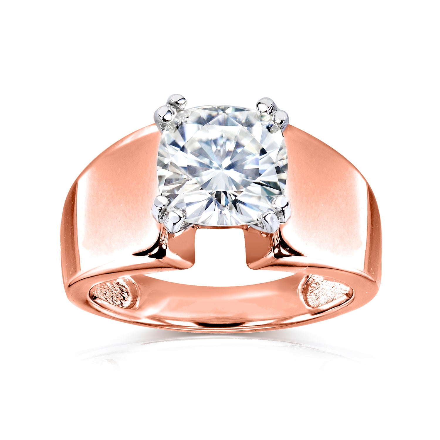 2 Carat Solitaire Cushion Extra Wide Heidi Ring in Rose Gold