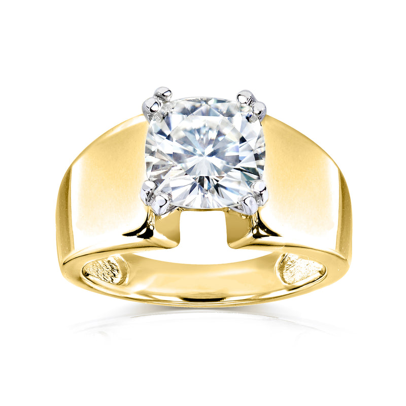 2 Carat Solitaire Cushion Extra Wide Heidi Ring in Yellow Gold
