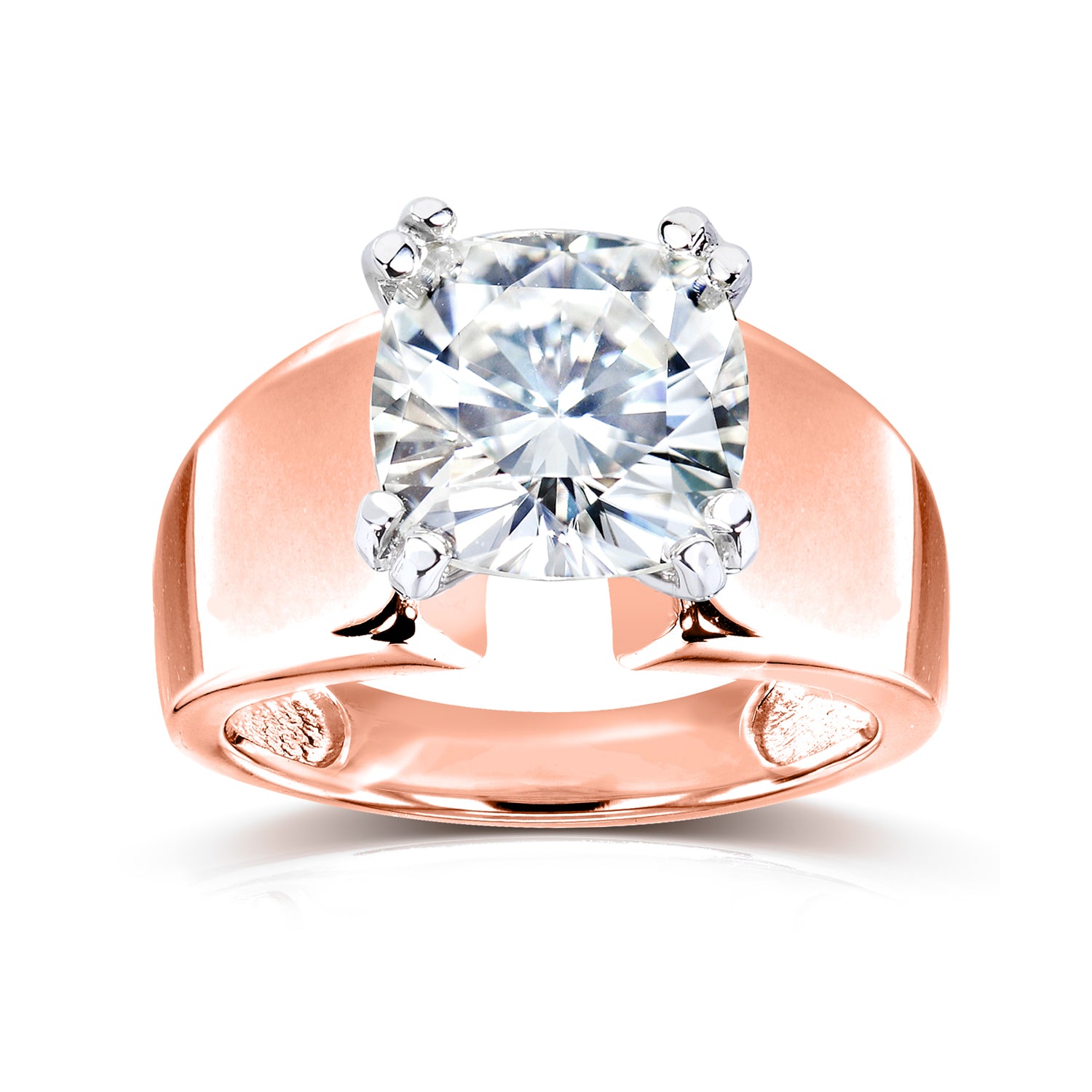 Plain Extra Wide Band Large Cushion Solitaire Heidi Ring