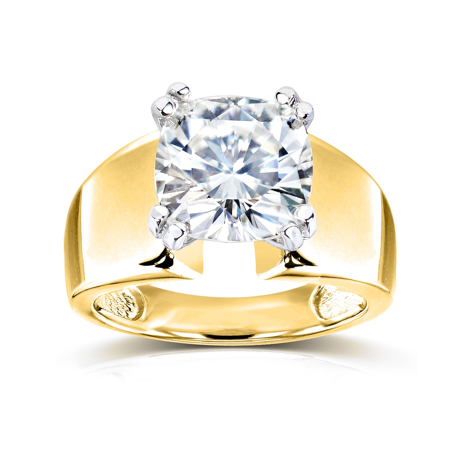 Plain Extra Wide Band Large Cushion Solitaire Heidi Ring