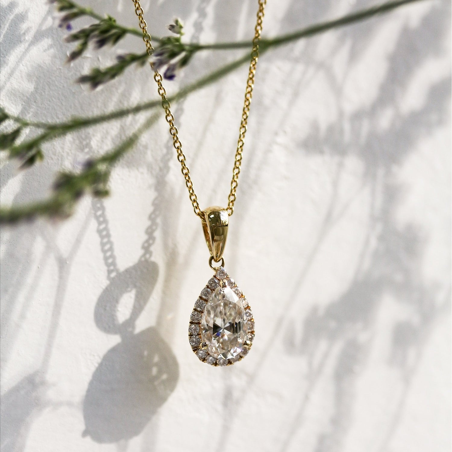 Moissanite Halo Pear Kaori Necklace
