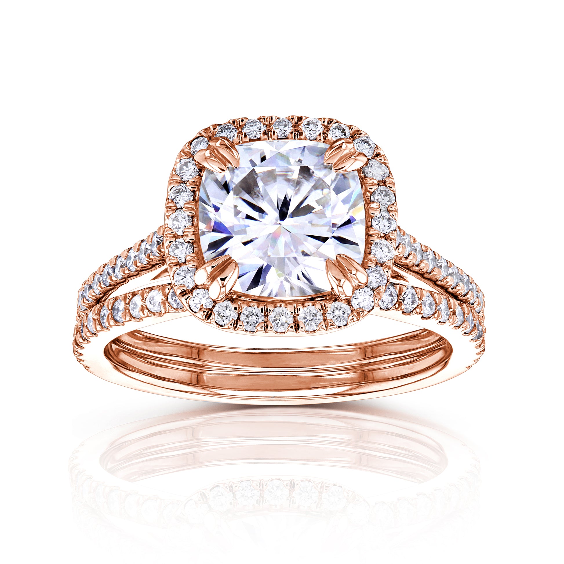 2.4 Carat Moissanite Cushion Original Bridal Set - Lab Stones
