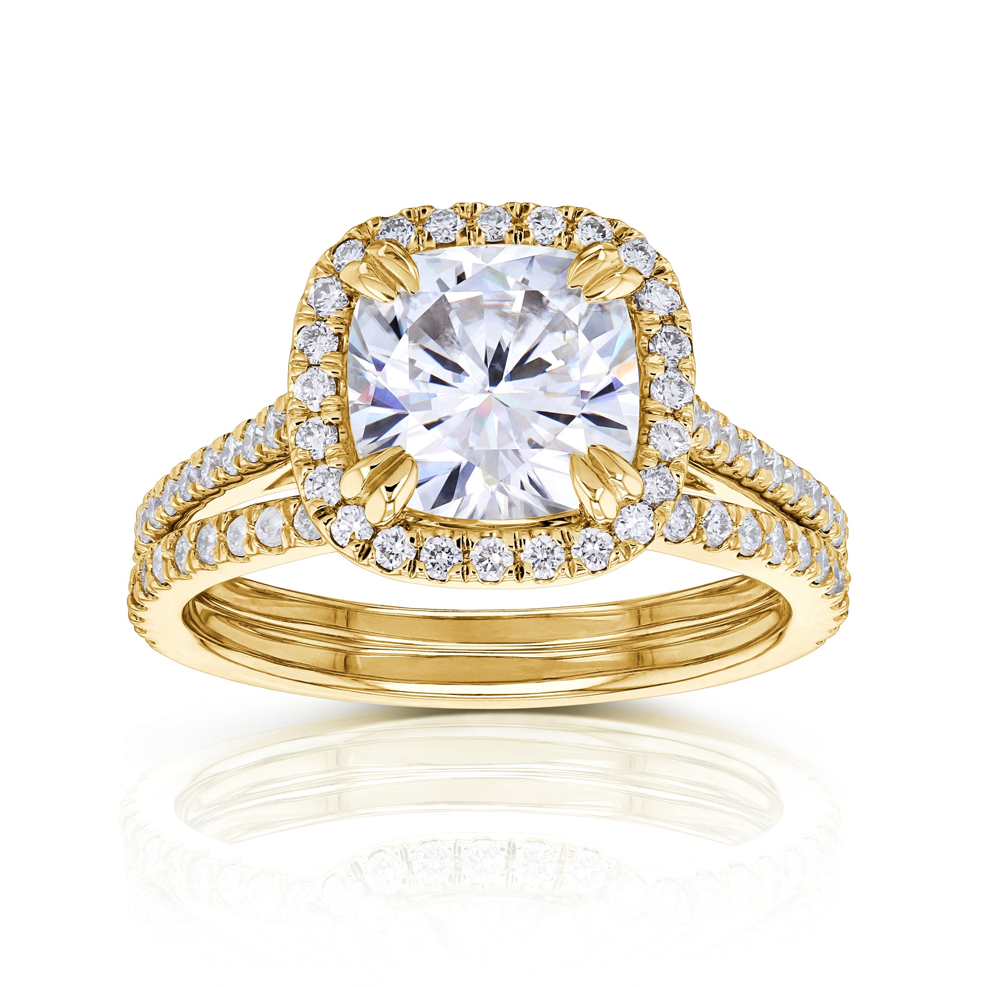 2.4 Carat Moissanite Cushion Original Bridal Set - Lab Stones