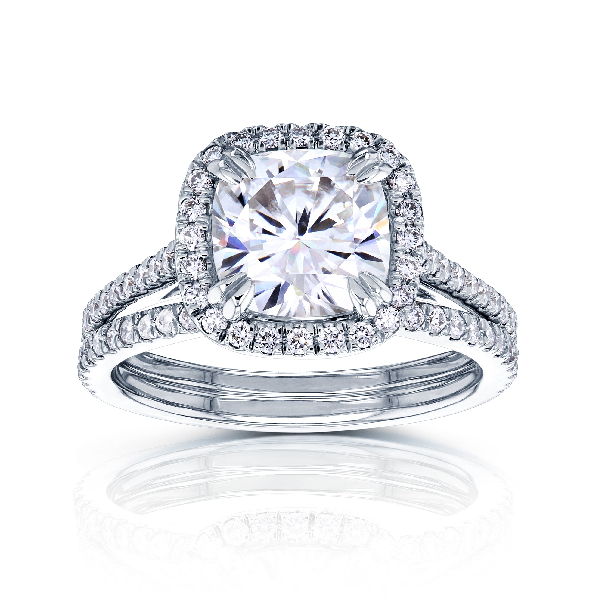 2.4 Carat Moissanite Cushion Original Bridal Set - Lab Stones