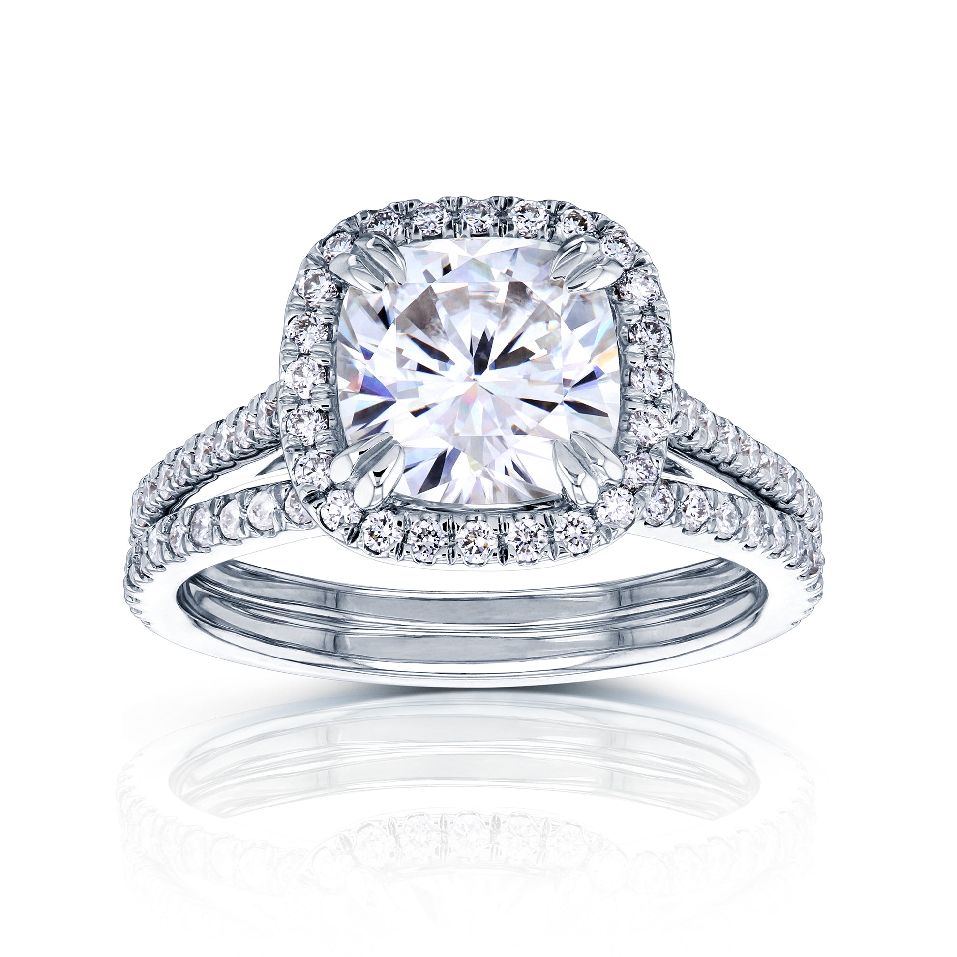 2.4 Carat Moissanite Cushion Original Bridal Set - Lab Stones