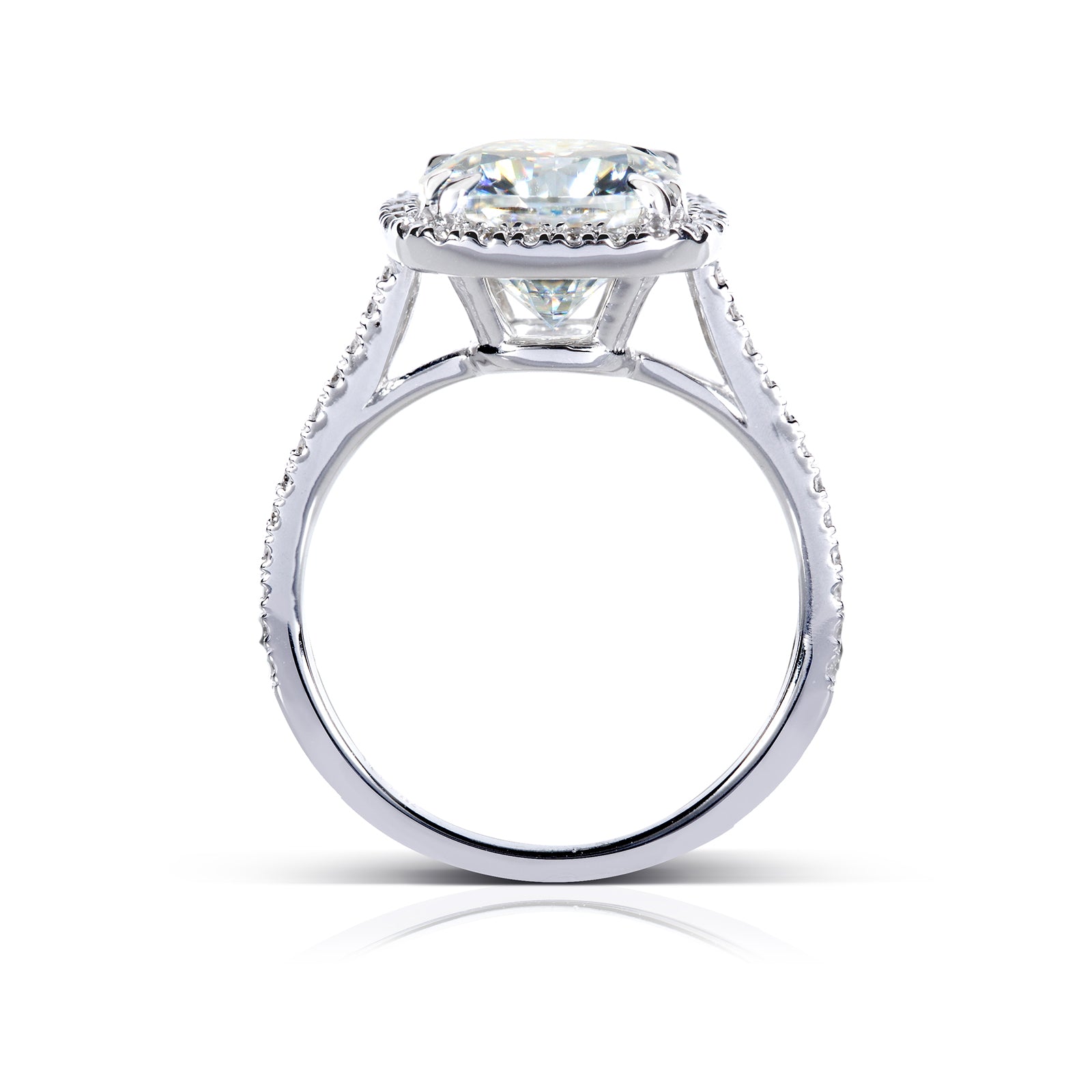 3 Carat Moissanite & Natural Diamond Halo Cushion Original Ring