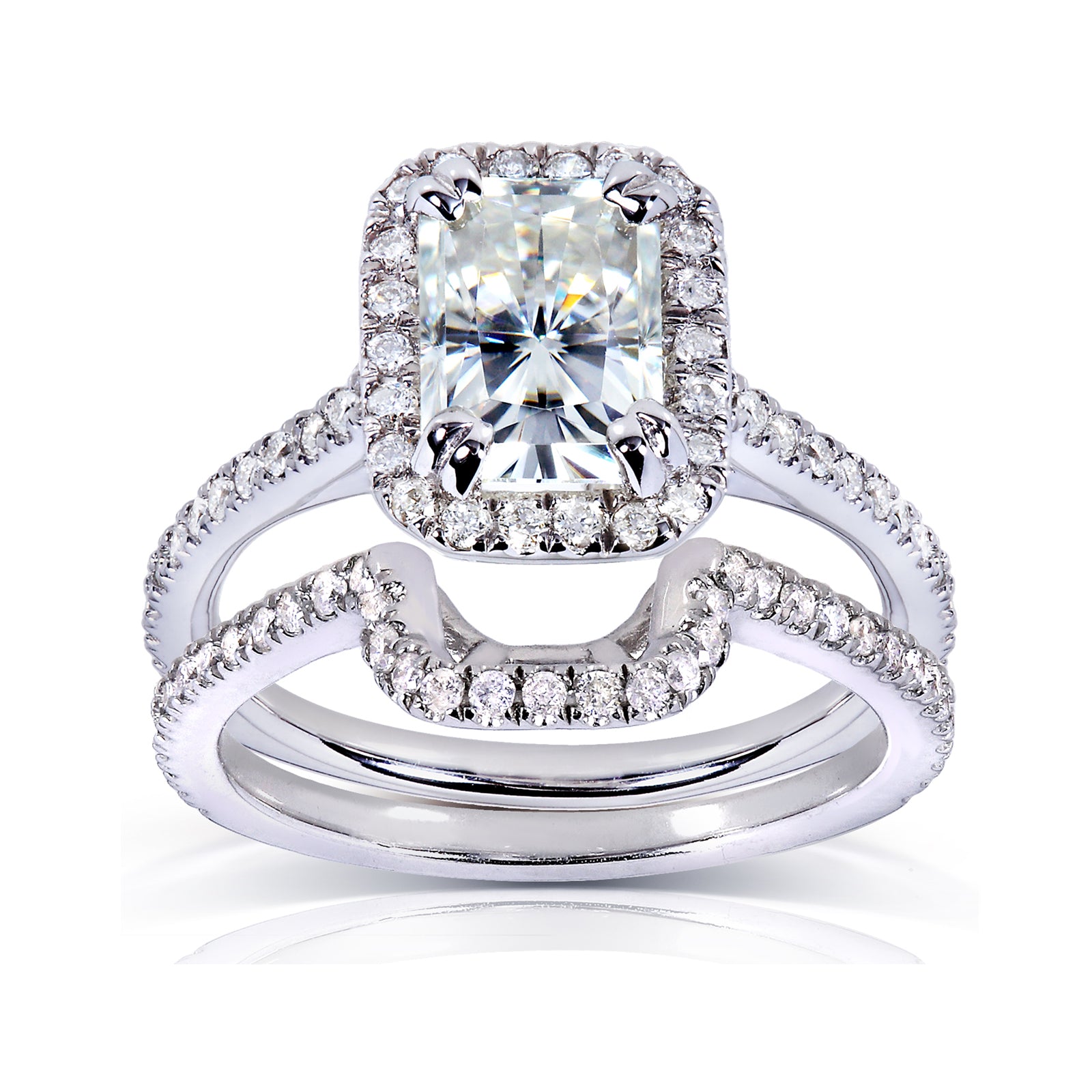 1.7 Carat Moissanite Radiant Original Bridal Set