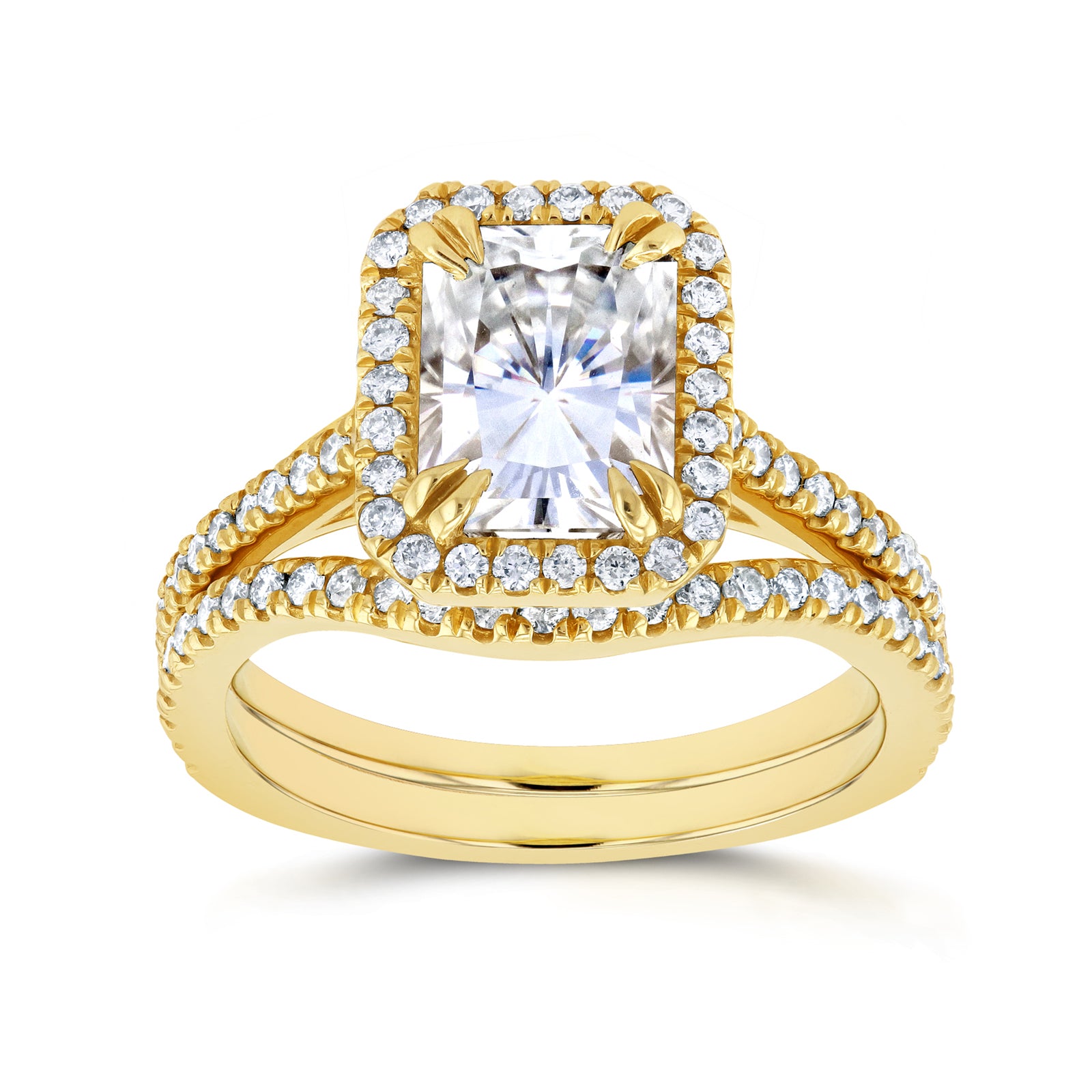 2.2 Carat Moissanite Radiant Yellow Original Bridal Set