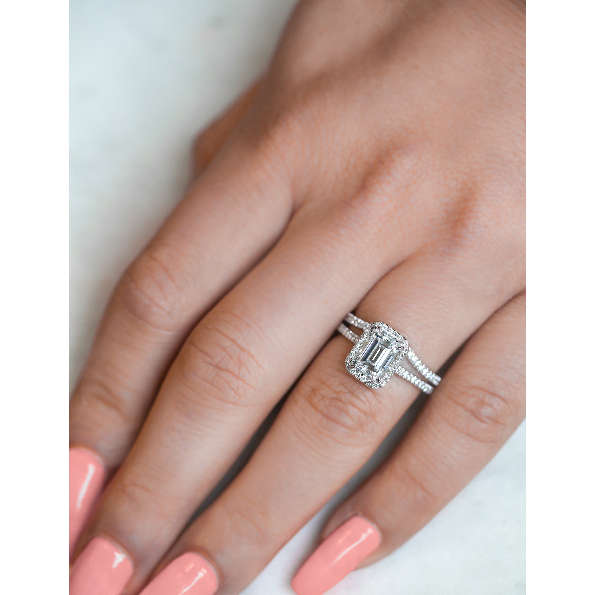 2 Carat Moissanite Emerald Original Ring - Lab Stones