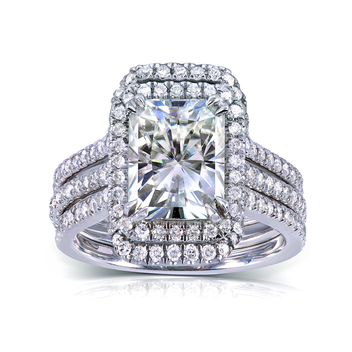 3.3 Carat Moissanite Radiant Original 3pc Bridal Set