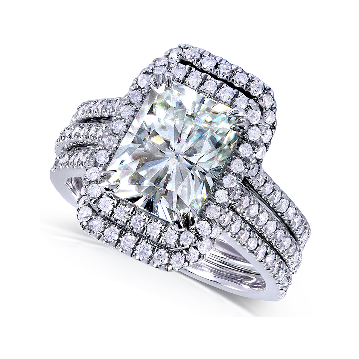 3.3 Carat Moissanite Radiant Original 3pc Bridal Set