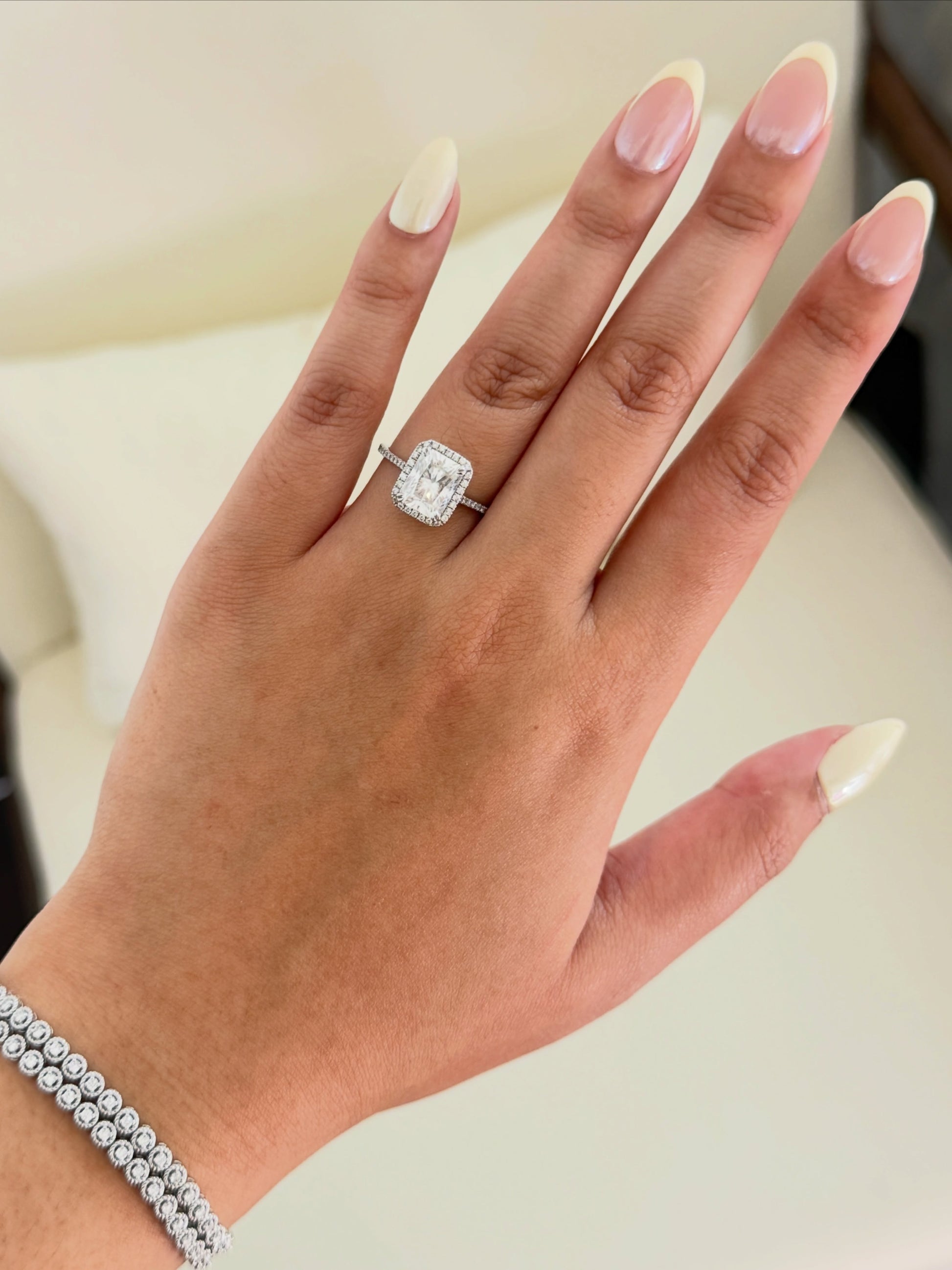 3 Carat Moissanite Radiant Original Halo Ring