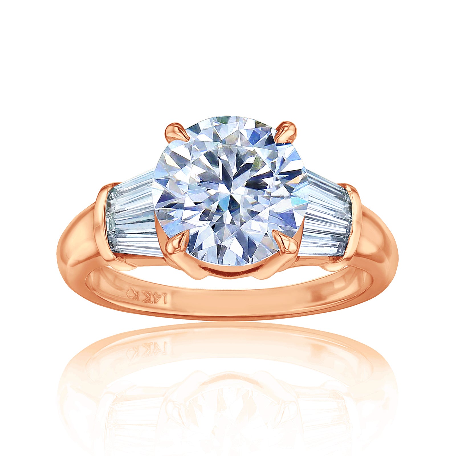 3.6 Carat Lab Grown Diamond Plain Band Round & Baguette Ring