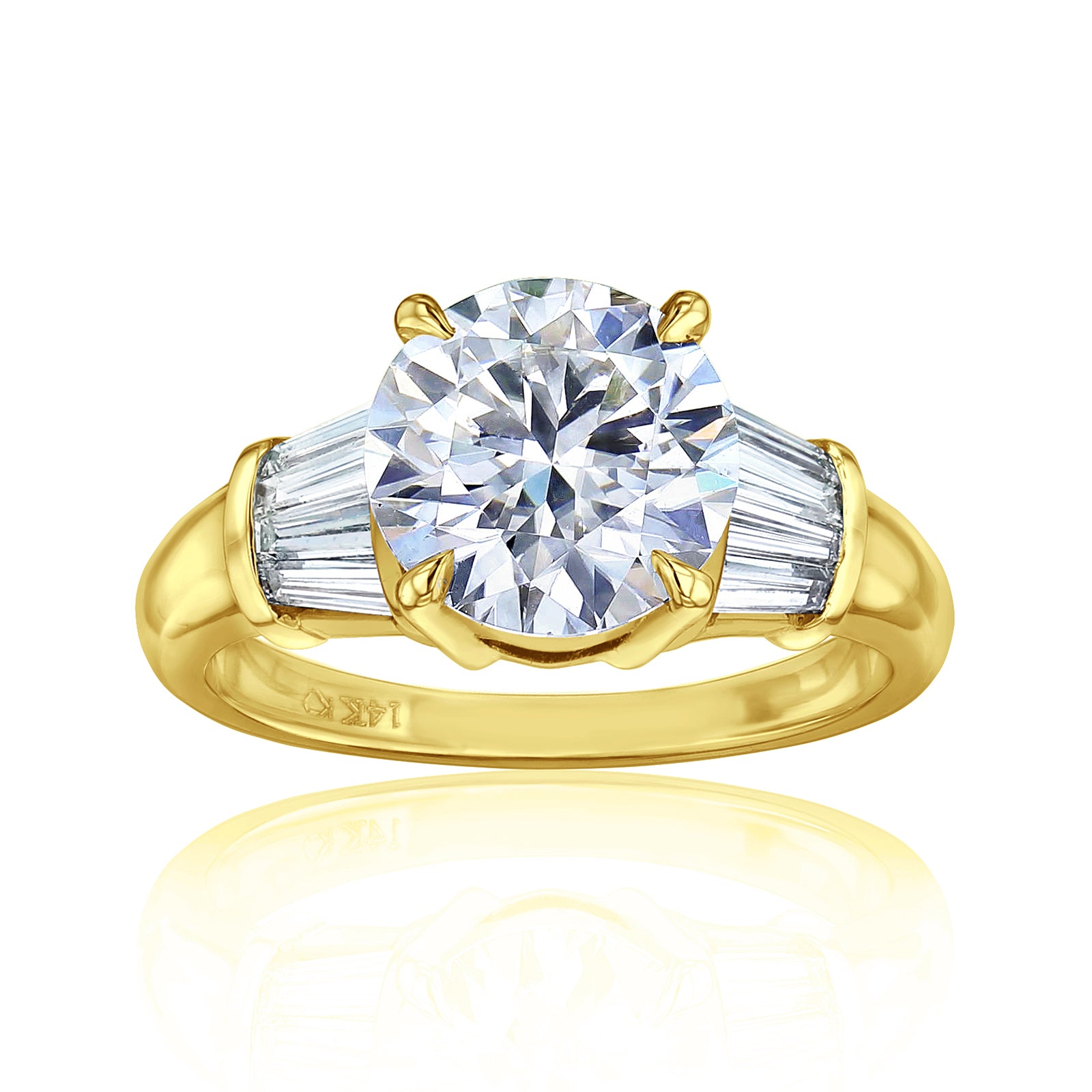 Kobelli 3.6 Carat Lab Grown Diamond Plain Band Round & Baguette Rina Ring - yellow gold option
