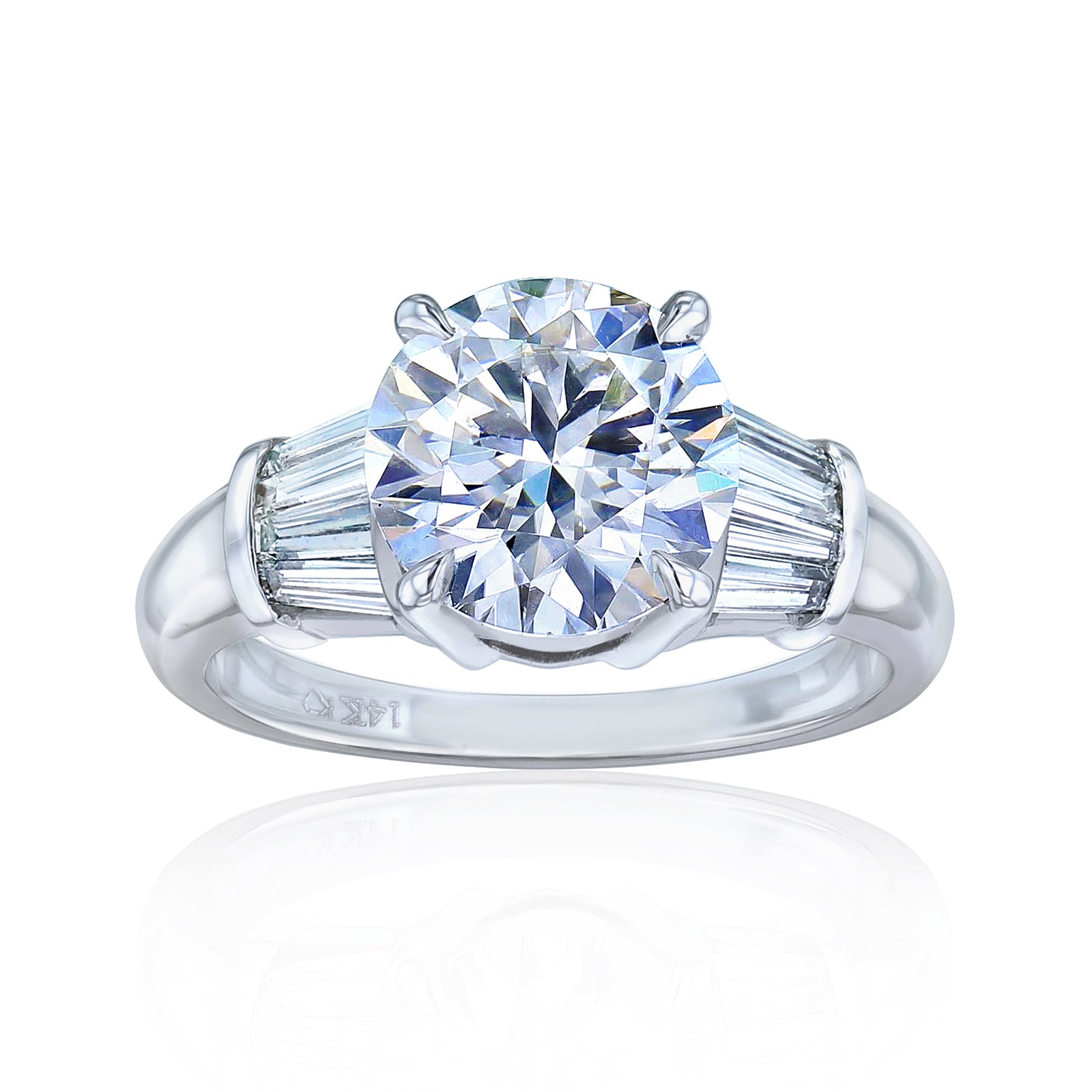 3.6 Carat Lab Grown Diamond Plain Band Round & Baguette Ring