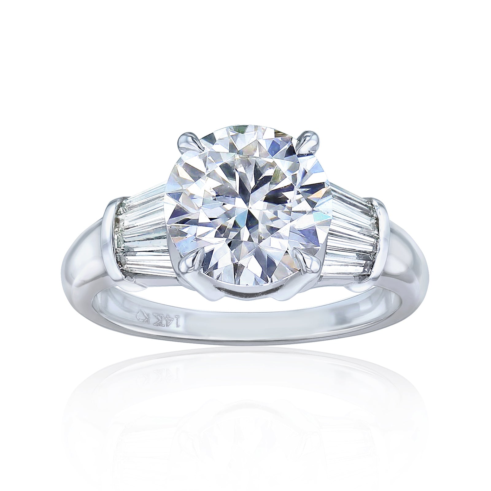 Kobelli 3.6 Carat Lab Grown Diamond Plain Band Round & Baguette Rina Ring - white gold option