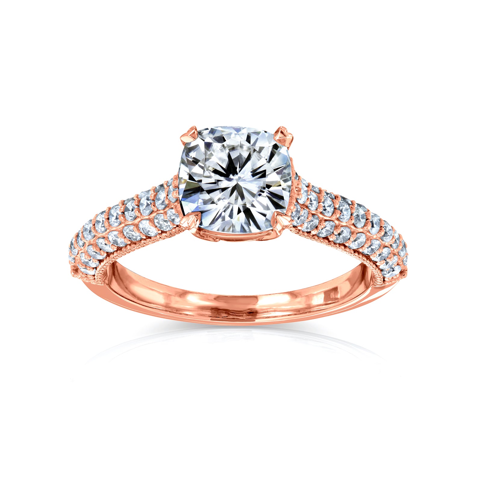 1.75 Carat Moissanite Micro Pavé Cushion Myana Ring - rose gold