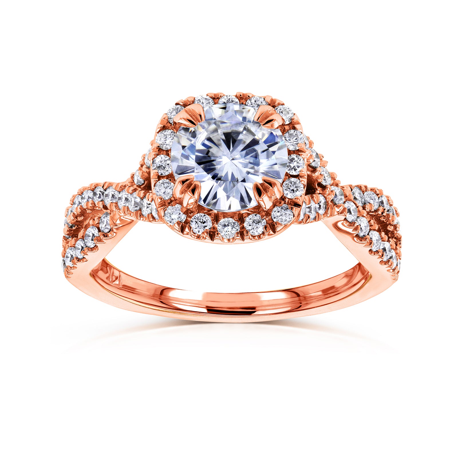 1.5 Carat Moissanite Twist Shank Ring - Rose
