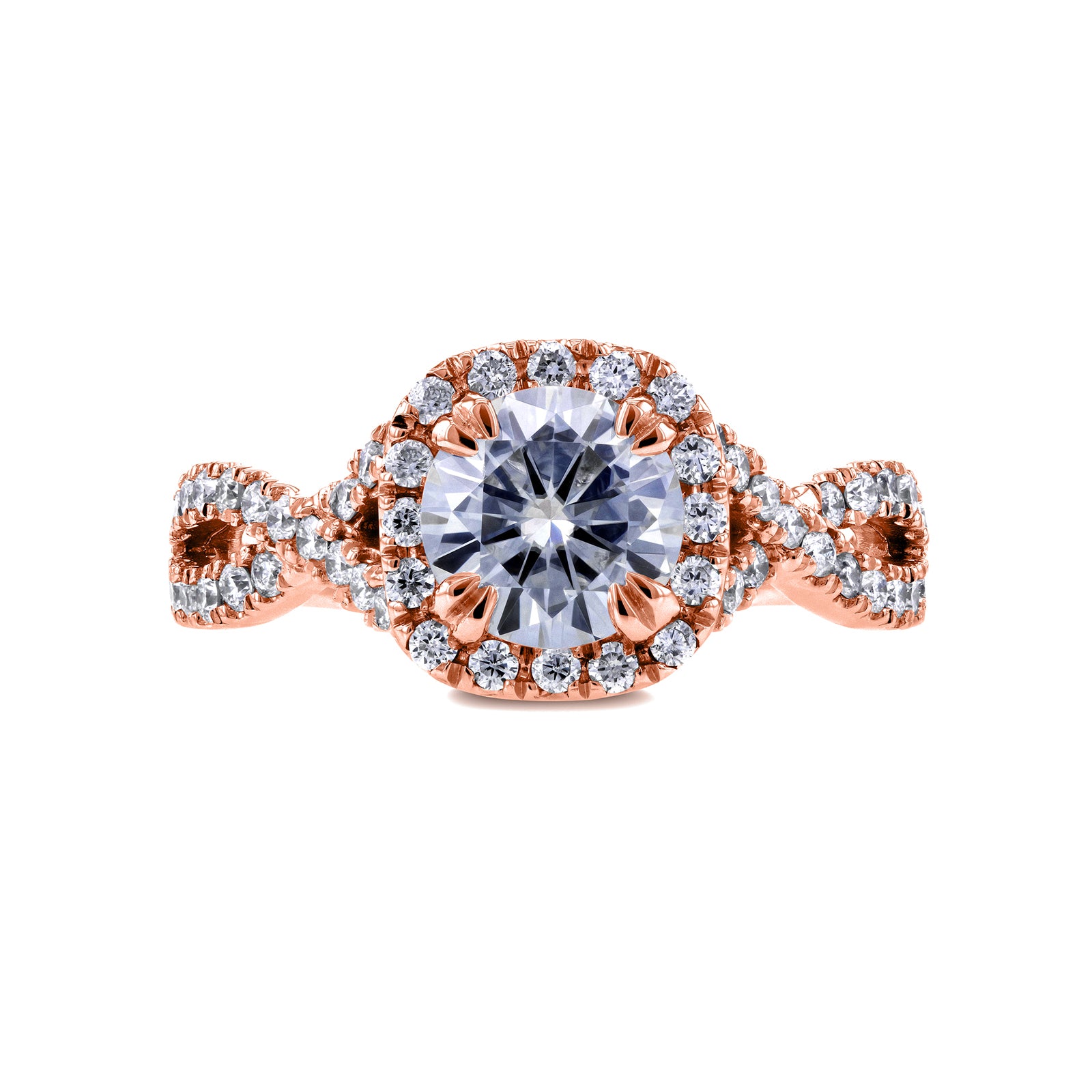 1.5 Carat Moissanite Twist Shank Ring - Rose