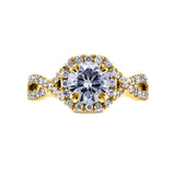 Round-cut Moissanite Engagement Ring with Diamond 1 1/2 CTW 14k Yellow Gold